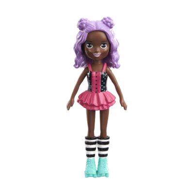 Mattel Polly Pocket Impulse Doll - Dark Skin Doll with Roller (HKV80)