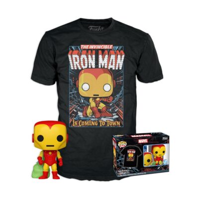 Funko Pop! & Tee (Adult): Marvel - Holiday Iron Man (Glows in the Dark) Vinyl Figure & T-Shirt (L)