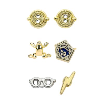 Carat Shop Harry Potter - Set Time Turner, Chocolate Frog, Glasses & Lightning Bolt Stud Earrings (WE0106)