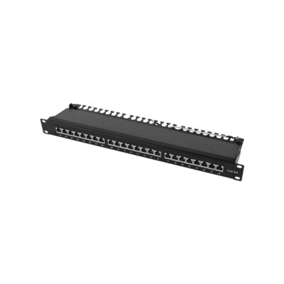 Patch Panel CAT6A 24 Θέσεων 1U Power On PP-C6A-F24 FTP με Βάση Στήριξης