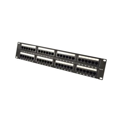 Patch Panel CAT6 48 Θέσεων 2U Power On PP-C6-U48 UTP με Βάση Στήριξης