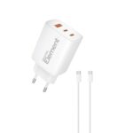 Φορτιστής Σπιτιού GaN PD 65W Element CH-450 3 Θέσεων, με καλώδιο USB-C 100W 1m Λευκό