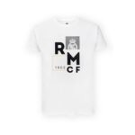 Real Madrid CF Official T-Shirt – White Minimalist 'RMCF' Block Print – Size M (RM1CE110)