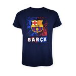 FC Barcelona Official T-Shirt – Navy 'Marble' Crest Print – Size L (5001CMARN)